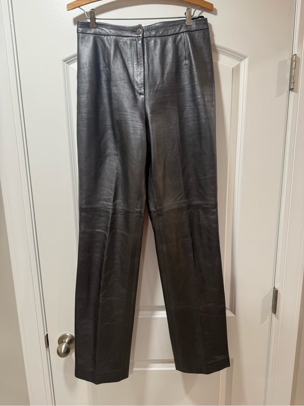 Carlisle Silver Straight Leather Jeans